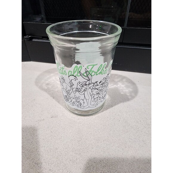 Welch's Looney Tunes Jelly Jar Glass 1994, That's All Folks, Bugs Bunny Tweetie - Picture 1 of 11